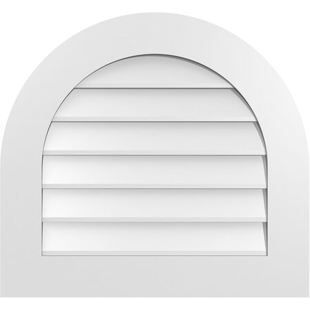 Ekena Millwork Round Top Surface Mount PVC Gable Vent: Non-Functional, w/ 3-1/2"W x 1"P Standard Frame, 26"W x 24"H GVPRT26X2401SN